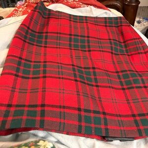 Vibrant Holland Cooper Plaid Red and Green Women's Skirt.  Falls above the knee.